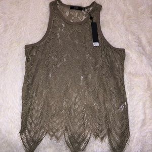 brand new BKE boutique green lace tank!